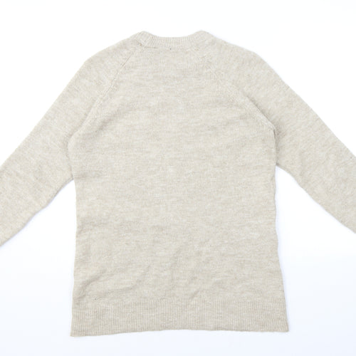 New Look Womens Beige Crew Neck Acrylic Pullover Jumper Size S