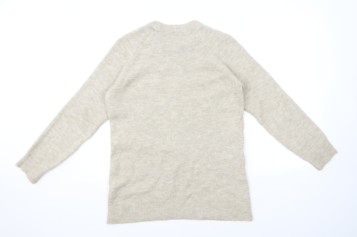 New Look Womens Beige Crew Neck Acrylic Pullover Jumper Size S