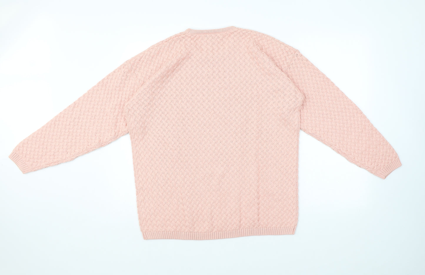 Lands' End Womens Pink Crew Neck 100% Cotton Pullover Jumper Size M