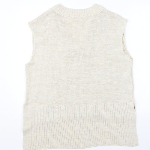 Vanessa Alexandra Womens Beige V-Neck Acrylic Vest Jumper Size M