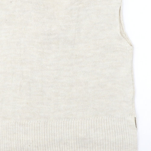 Vanessa Alexandra Womens Beige V-Neck Acrylic Vest Jumper Size M
