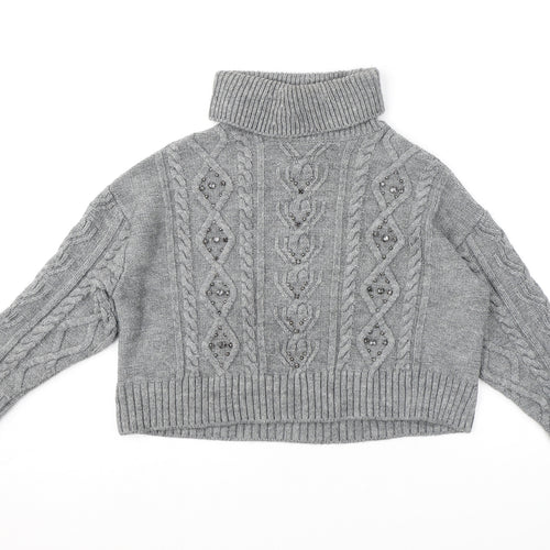 River Island Womens Grey Roll Neck Acrylic Pullover Jumper Size S