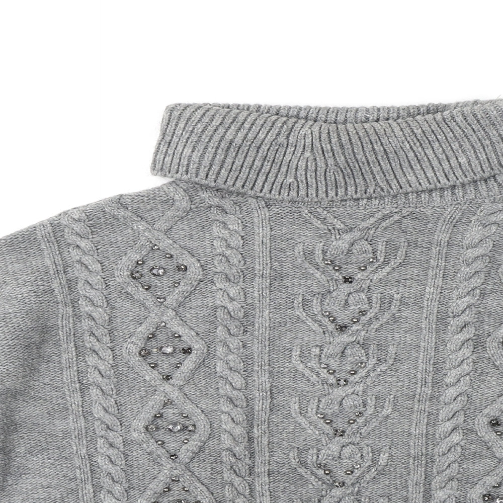 River Island Womens Grey Roll Neck Acrylic Pullover Jumper Size S