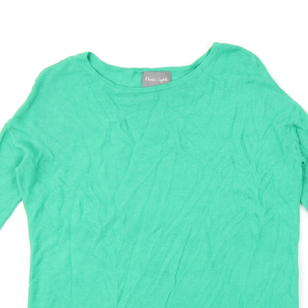 Phase Eight Womens Green Crew Neck Viscose Pullover Jumper Size XS