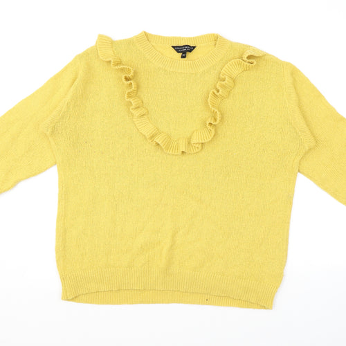 Dorothy Perkins Womens Yellow Round Neck Acrylic Pullover Jumper Size 18