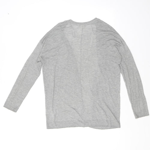 H&M Womens Grey V-Neck Acrylic Cardigan Jumper Size S