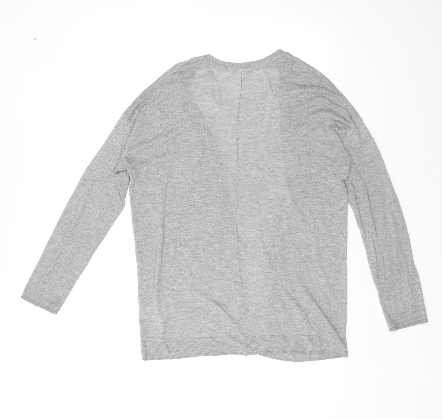H&M Womens Grey V-Neck Acrylic Cardigan Jumper Size S