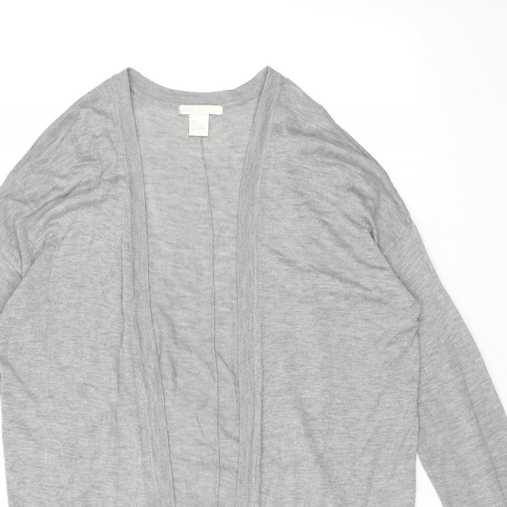 H&M Womens Grey V-Neck Acrylic Cardigan Jumper Size S