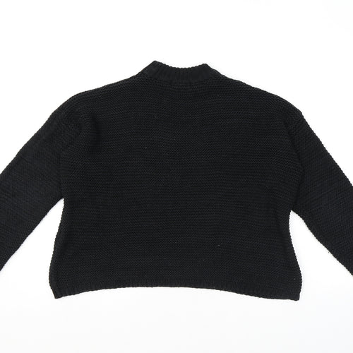 Bershka Womens Black Mock Neck Cotton Pullover Jumper Size S