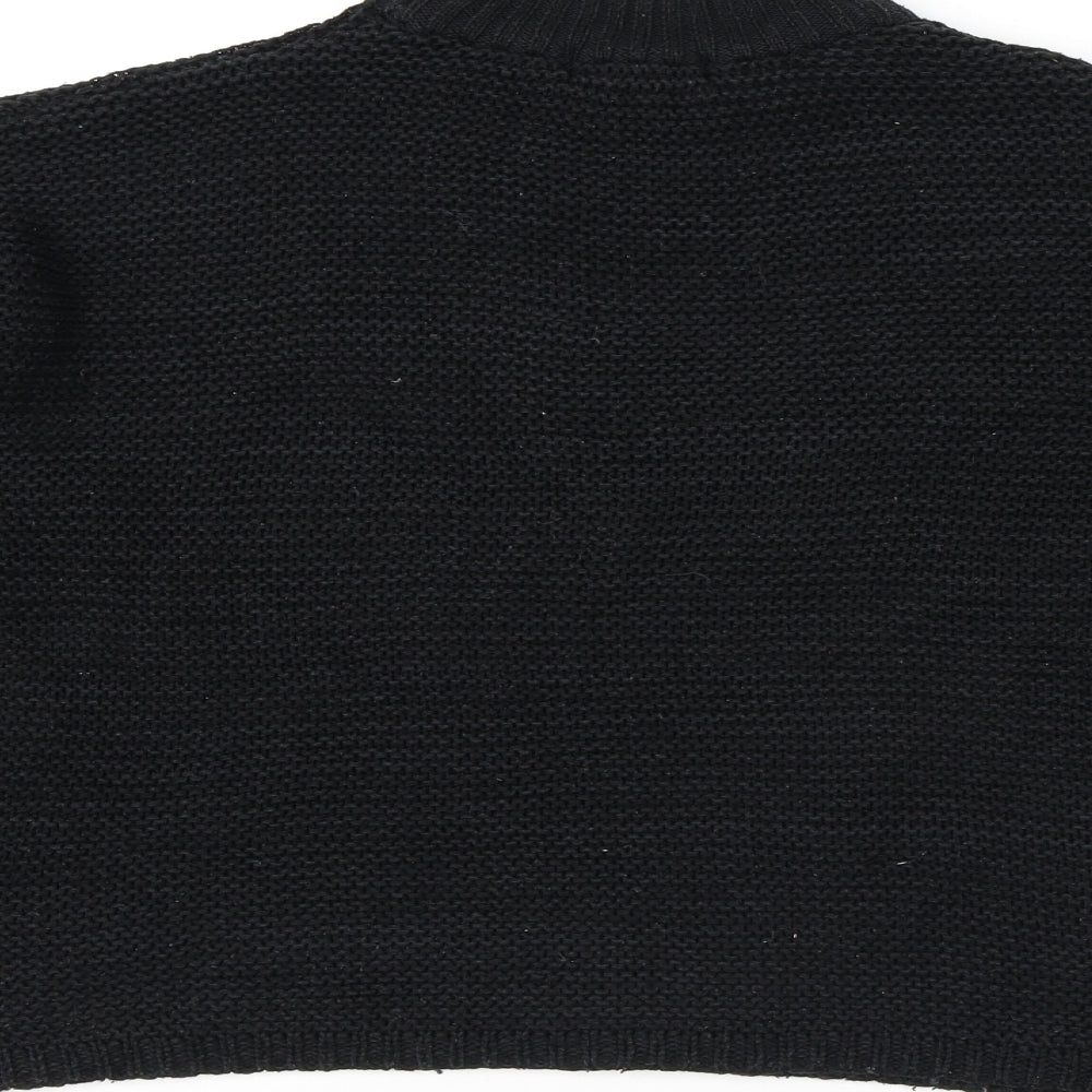 Bershka Womens Black Mock Neck Cotton Pullover Jumper Size S