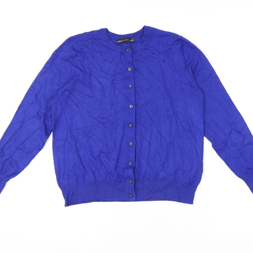 Marks and Spencer Womens Blue Round Neck Viscose Cardigan Jumper Size 16