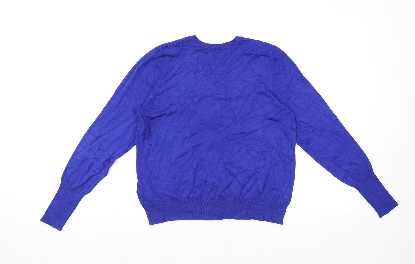 Marks and Spencer Womens Blue Round Neck Viscose Cardigan Jumper Size 16