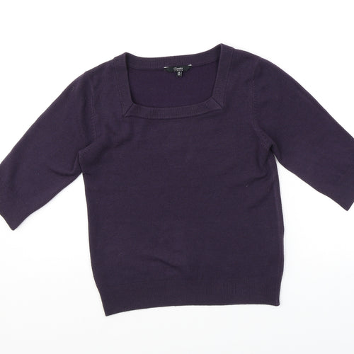 Classics Womens Purple Square Neck Acrylic Pullover Jumper Size 14