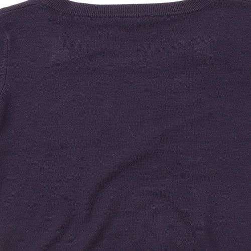 Classics Womens Purple Square Neck Acrylic Pullover Jumper Size 14