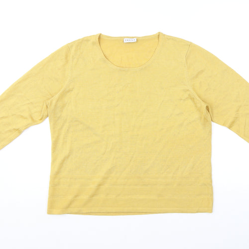 Eastex Womens Yellow Round Neck Acrylic Pullover Jumper Size 16