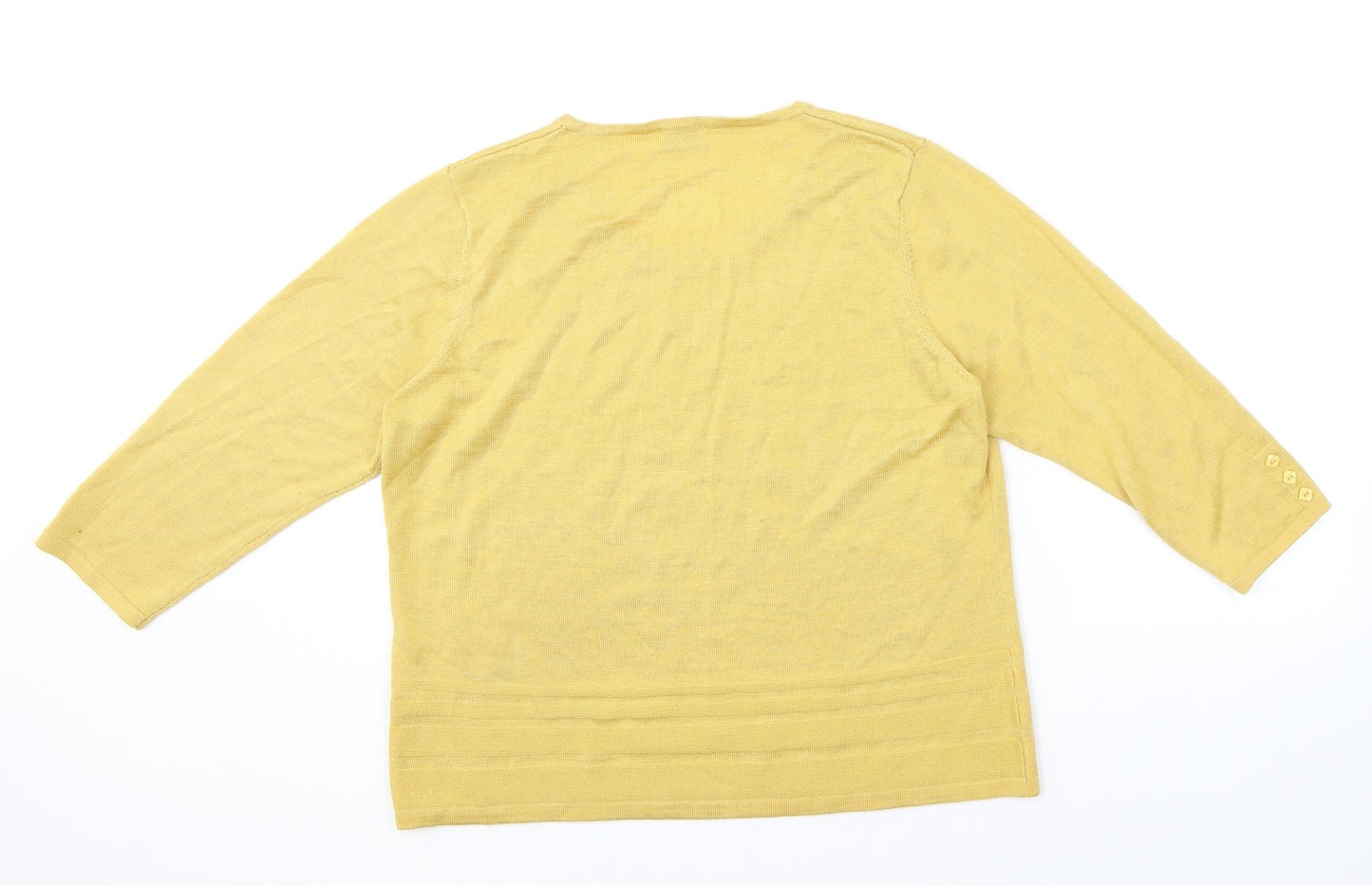 Eastex Womens Yellow Round Neck Acrylic Pullover Jumper Size 16