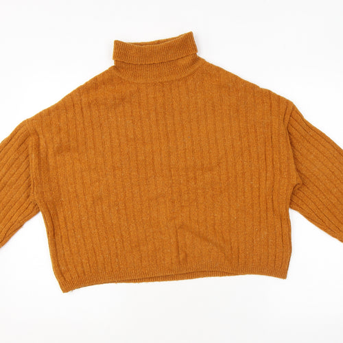 ASOS Womens Orange Roll Neck Acrylic Pullover Jumper Size 10