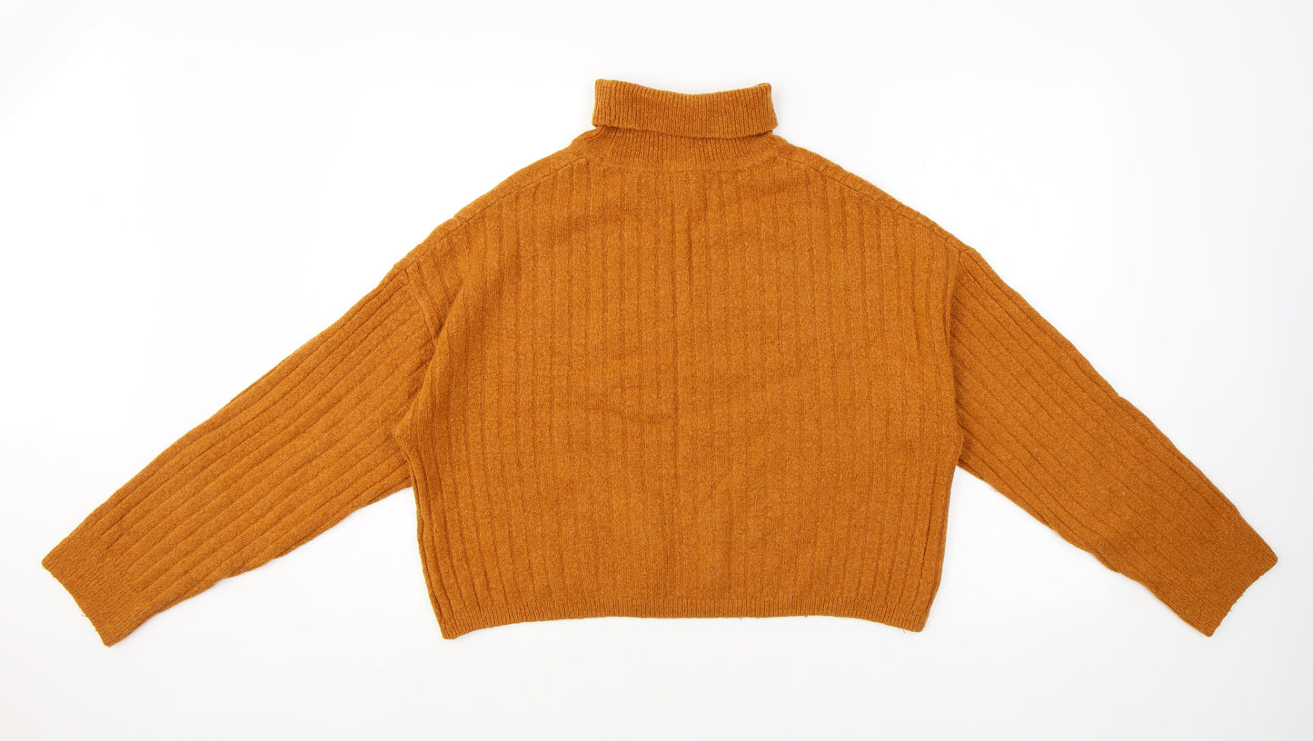 ASOS Womens Orange Roll Neck Acrylic Pullover Jumper Size 10