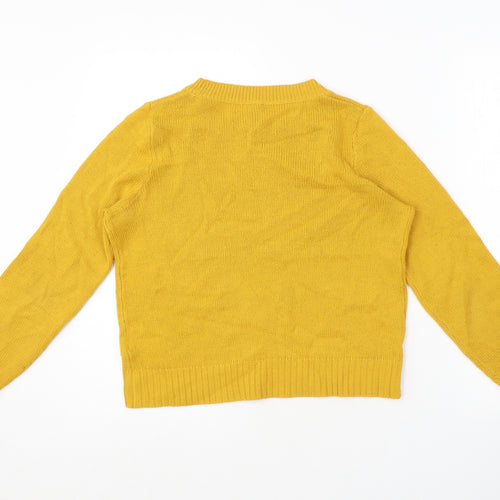 H&M Womens Yellow Round Neck Acrylic Pullover Jumper Size XS