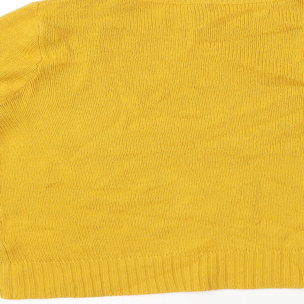 H&M Womens Yellow Round Neck Acrylic Pullover Jumper Size XS