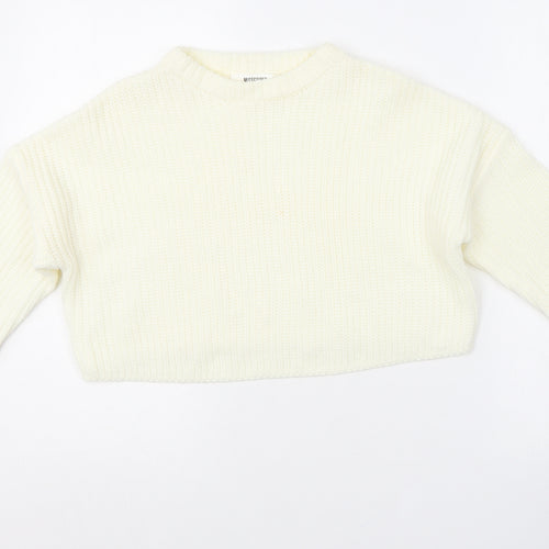 Missguided Womens White Round Neck Acrylic Pullover Jumper Size S