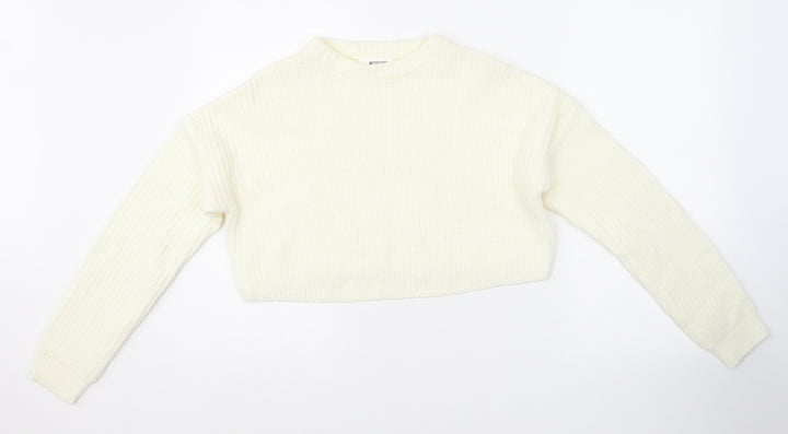Missguided Womens White Round Neck Acrylic Pullover Jumper Size S