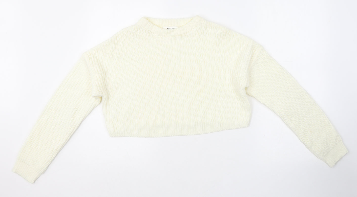 Missguided Womens White Round Neck Acrylic Pullover Jumper Size S