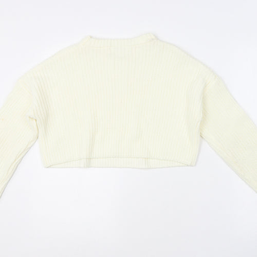 Missguided Womens White Round Neck Acrylic Pullover Jumper Size S