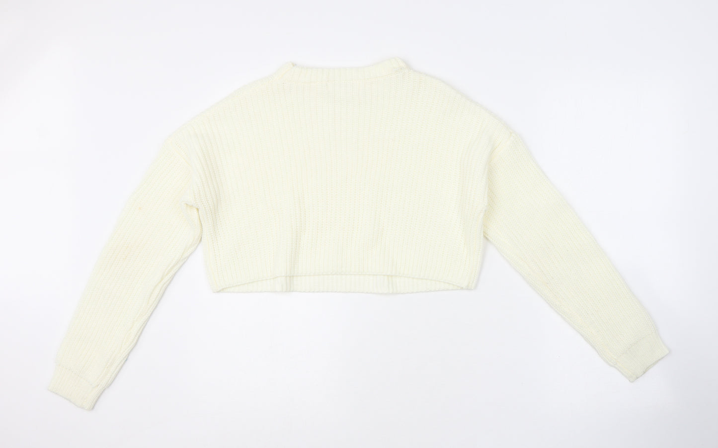Missguided Womens White Round Neck Acrylic Pullover Jumper Size S