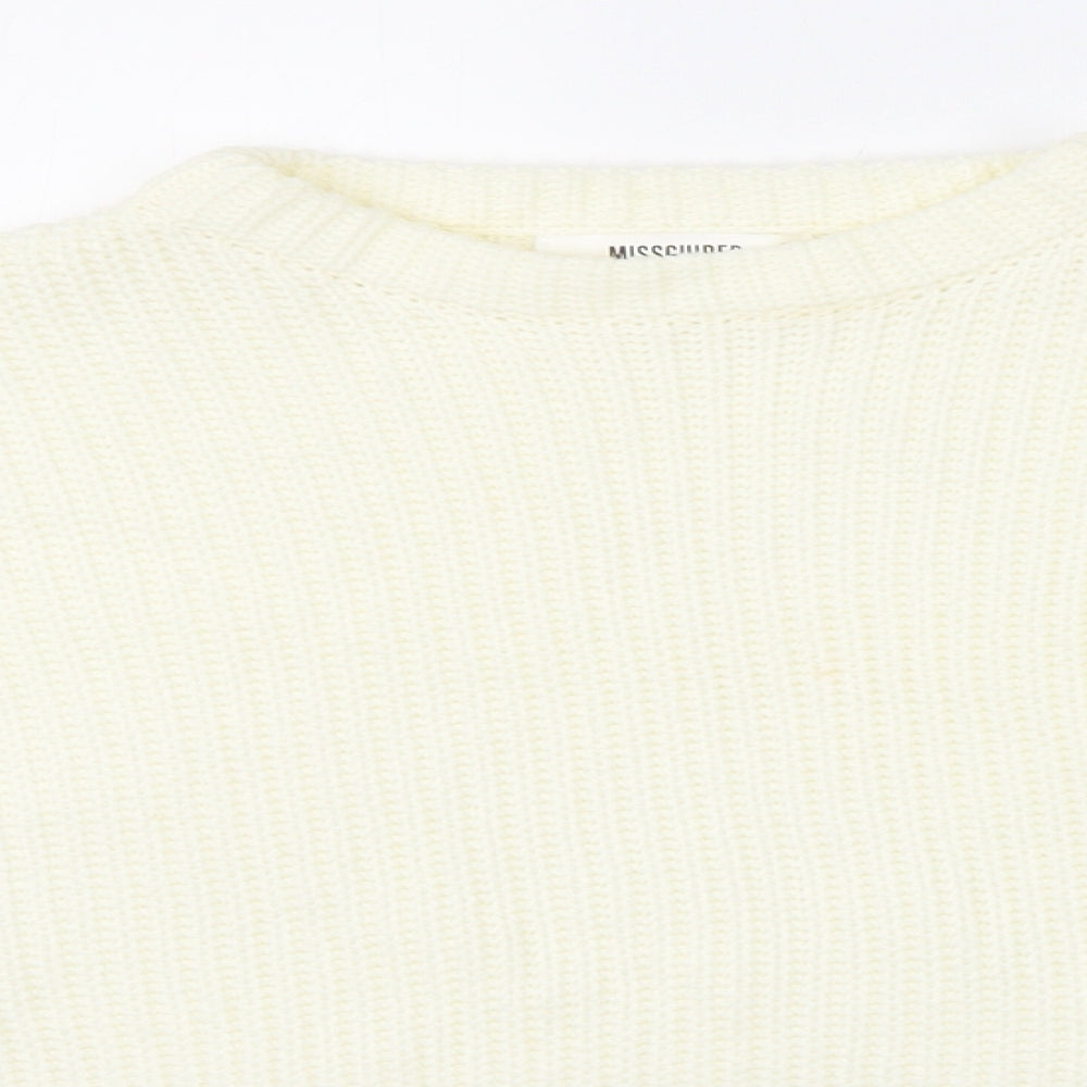 Missguided Womens White Round Neck Acrylic Pullover Jumper Size S