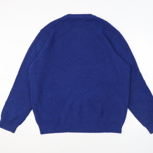Marks and Spencer Mens Blue Crew Neck Polyamide Pullover Jumper Size XL Long Sleeve