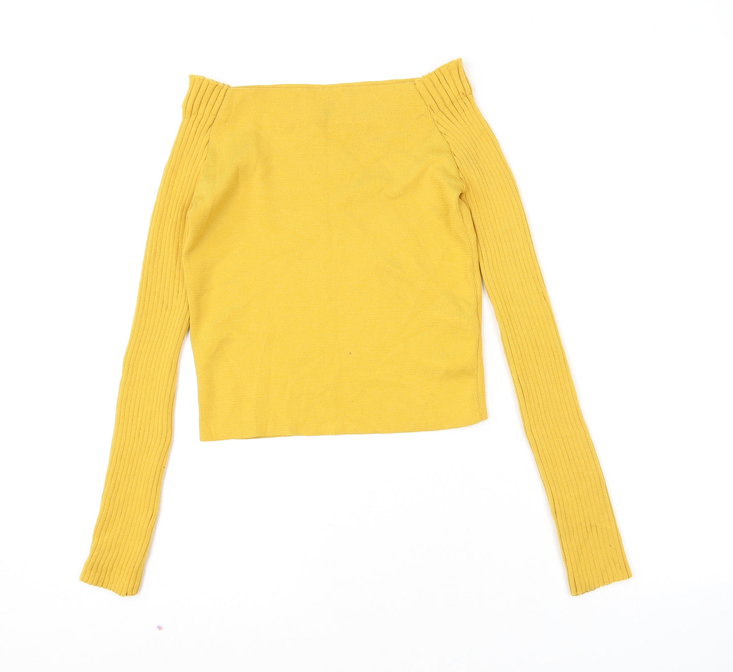 Topshop Womens Yellow Boat Neck Polyamide Pullover Jumper Size 10