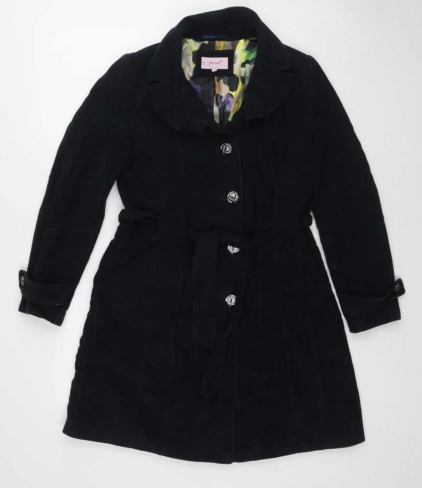 Per Una Womens Blue Overcoat Coat Size 10 Button