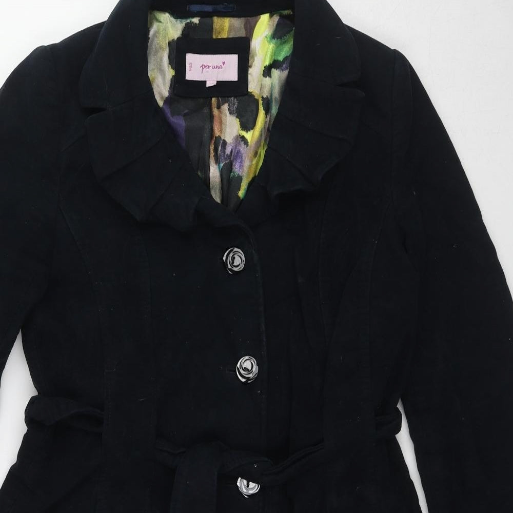Per Una Womens Blue Overcoat Coat Size 10 Button