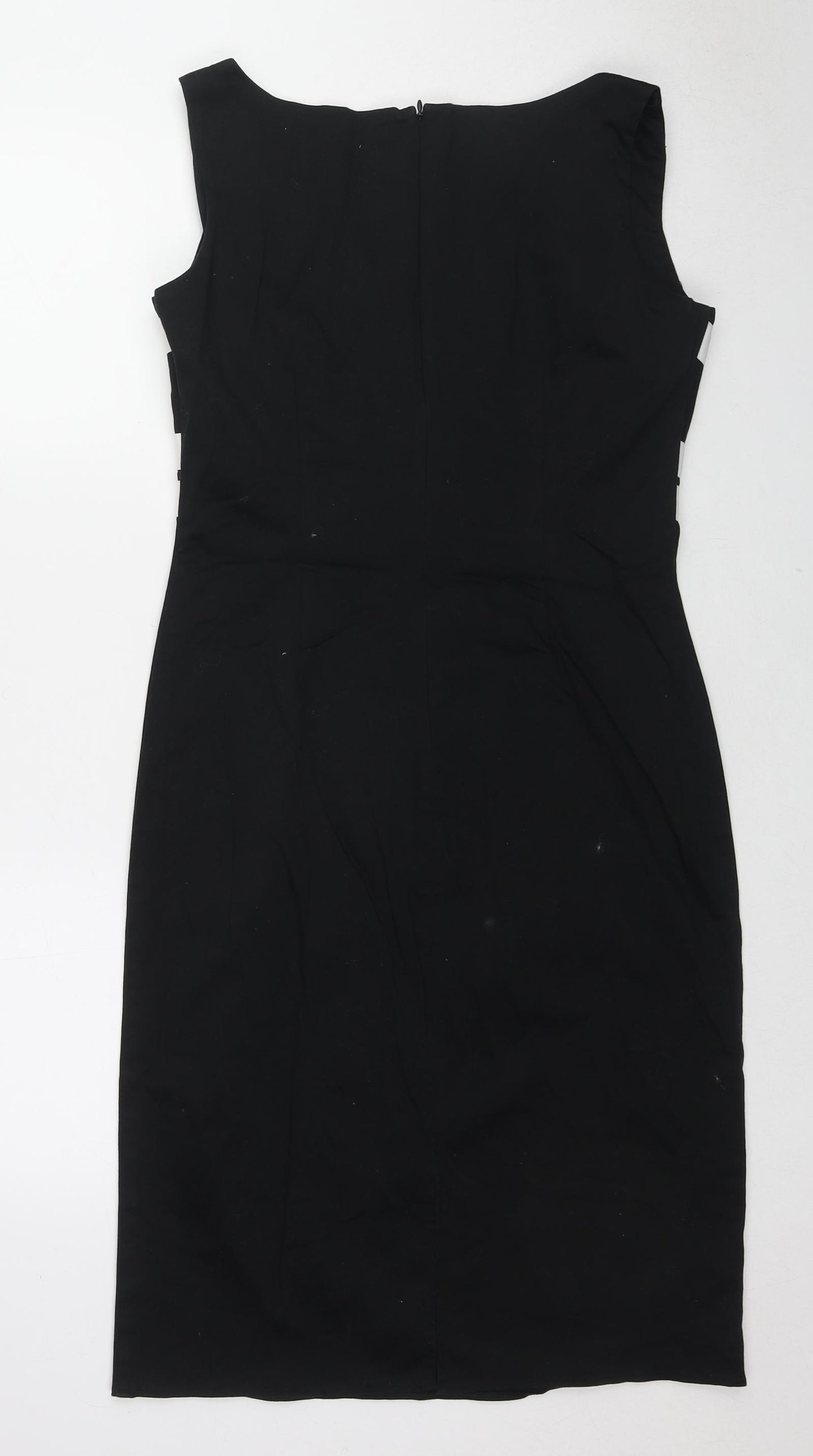 Wallis Womens Black Cotton Shift Size 14 Round Neck Zip