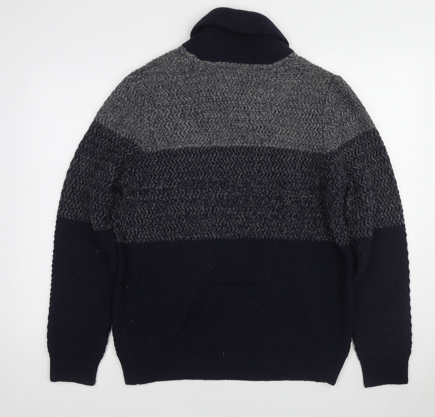 RJR.John Rocha Mens Blue Collared Wool Pullover Jumper Size M Long Sleeve
