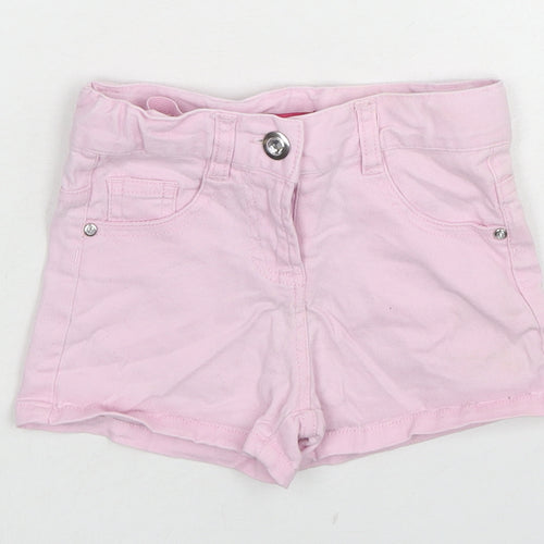 Young Dimension Girls Pink Cotton Boyfriend Shorts Size 2-3 Years L3 in Regular Zip
