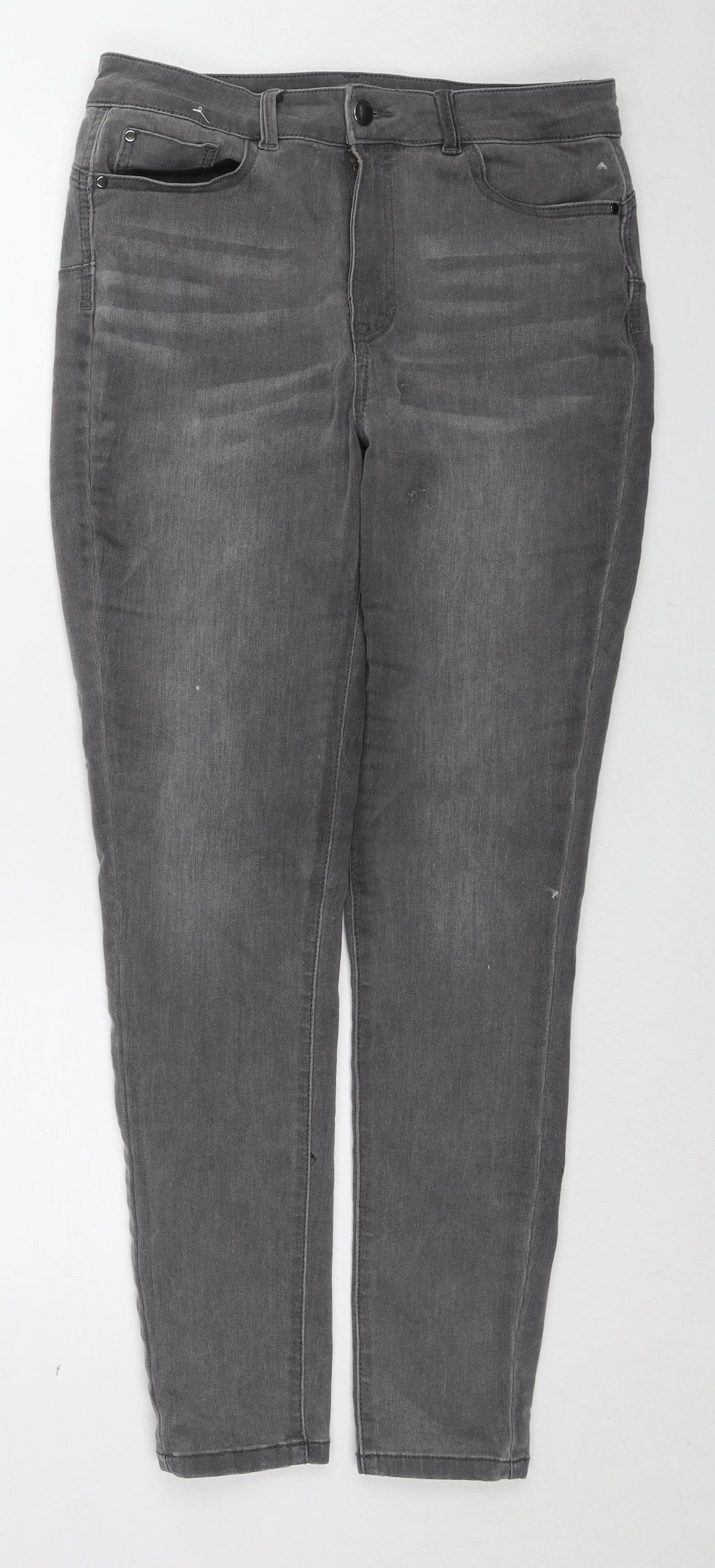 Nutmeg Womens Grey Cotton Skinny Jeans Size 12 L27 in Regular Zip