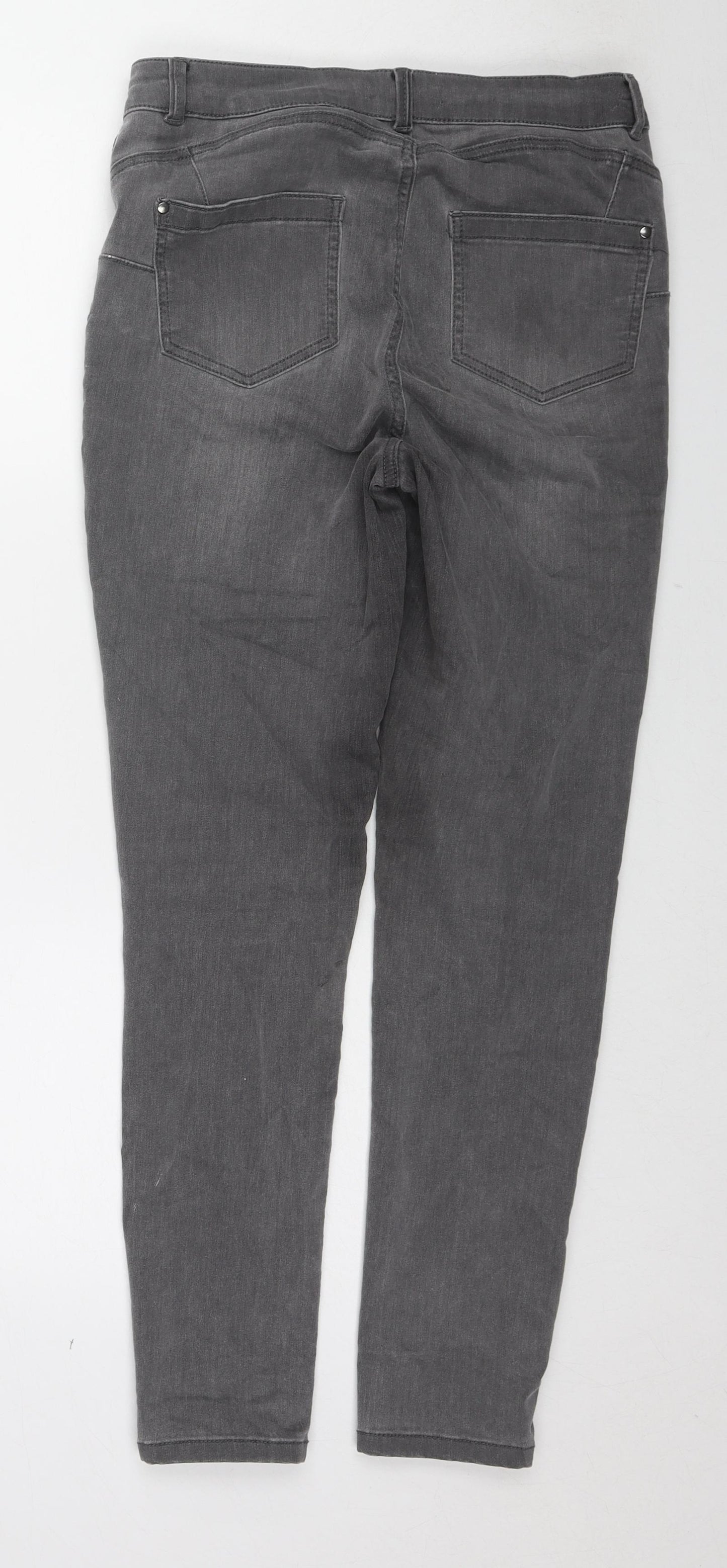 Nutmeg Womens Grey Cotton Skinny Jeans Size 12 L27 in Regular Zip