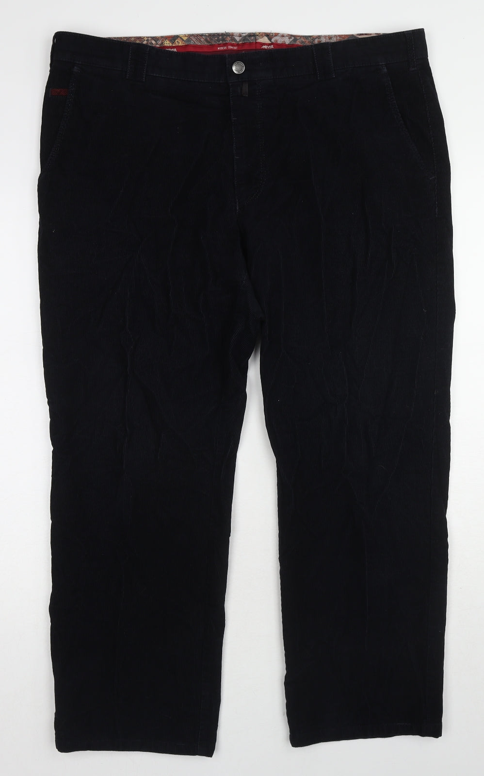 Meyer Mens Blue Cotton Trousers Size 42 in L30 in Regular Zip
