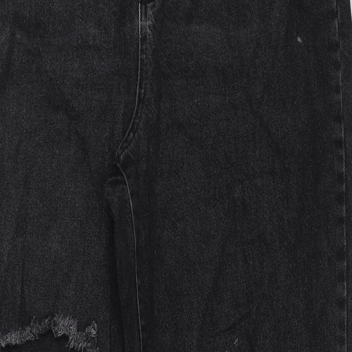 Boohoo Womens Black Cotton Wide-Leg Jeans Size 14 L31 in Regular Zip
