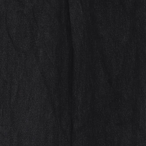 Boohoo Womens Black Cotton Wide-Leg Jeans Size 14 L31 in Regular Zip