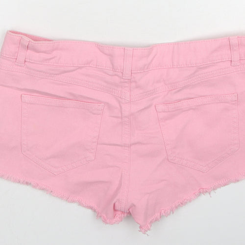 Topshop Womens Pink Cotton Hot Pants Shorts Size 30 in L3 in Regular Zip