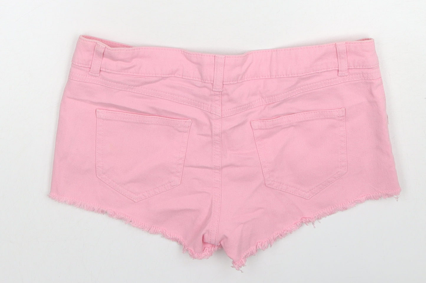 Topshop Womens Pink Cotton Hot Pants Shorts Size 30 in L3 in Regular Zip