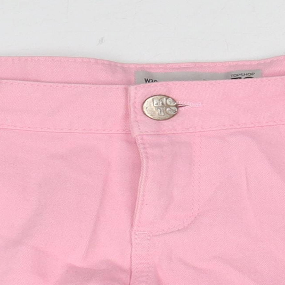 Topshop Womens Pink Cotton Hot Pants Shorts Size 30 in L3 in Regular Zip