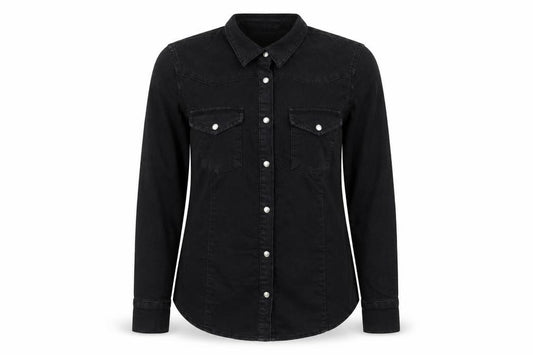Front view of ASOS women’s black jacket, size UK 12, snap