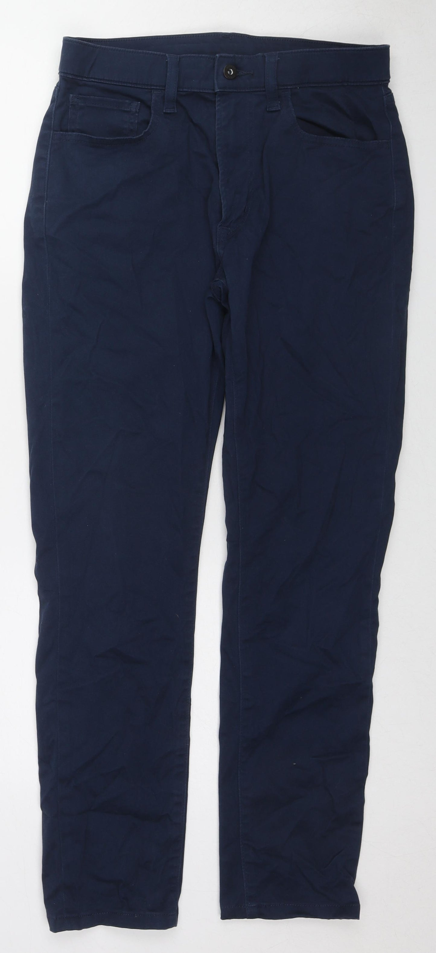 Uniqlo Womens Blue Cotton Straight Jeans Size S L28 in Regular Zip
