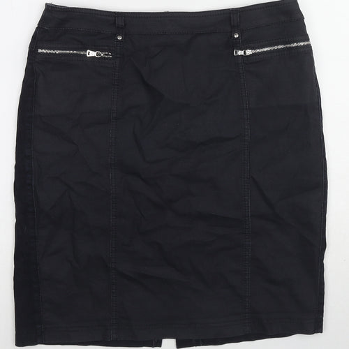 Gerry Weber Womens Blue Cotton Straight & Pencil Skirt Size 14 Zip