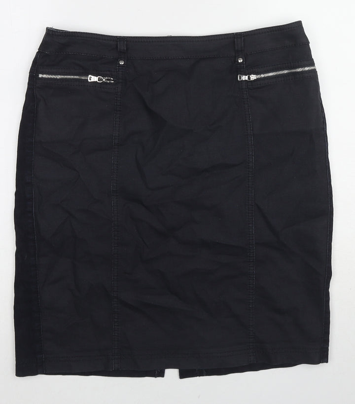 Gerry Weber Womens Blue Cotton Straight & Pencil Skirt Size 14 Zip