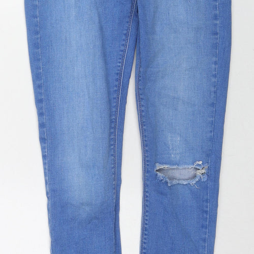 River Island Womens Blue Cotton Skinny Jeans Size 12 L27 in Regular Zip